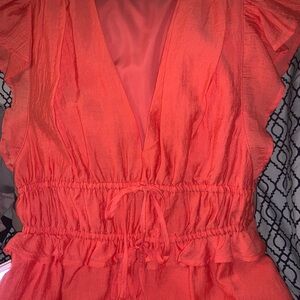 NWT Scoop Vibrant Orange Ruffled sleeveless mini Dress